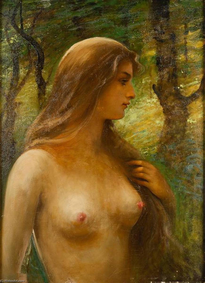 Girl In A Landscape — August Wilhelm Nikolaus Hagborg