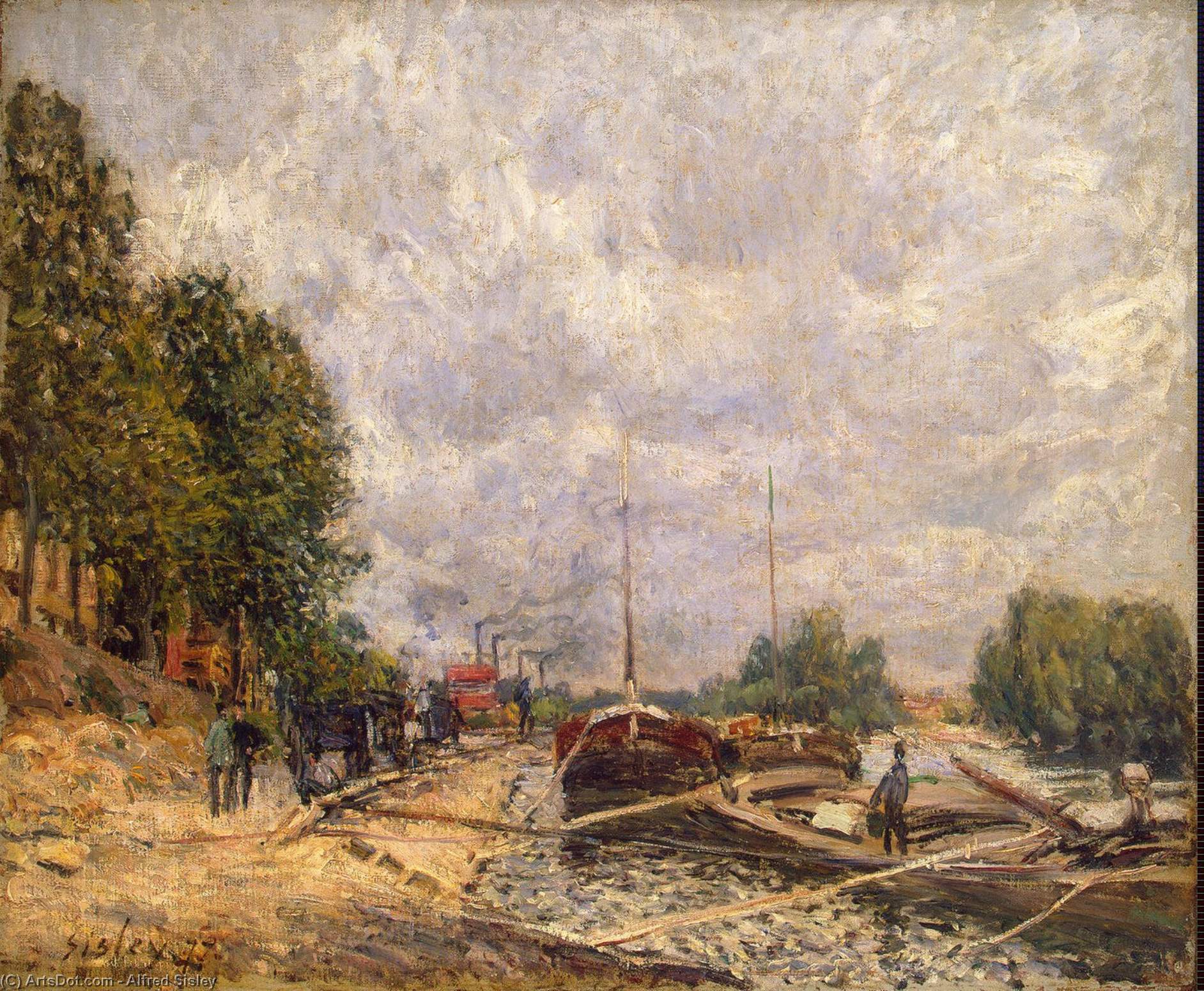 Barges At Billancourt — Alfrēd Sislē