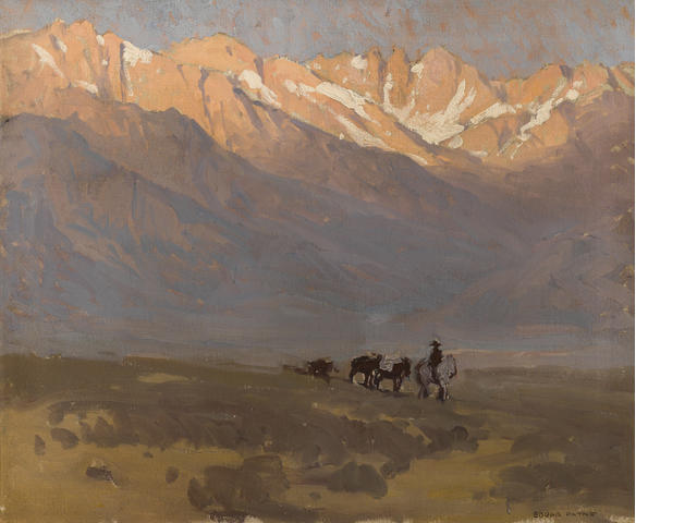 Rider With Pack Horses Beneath Mount Whitney — Edgar Alwyn Payne