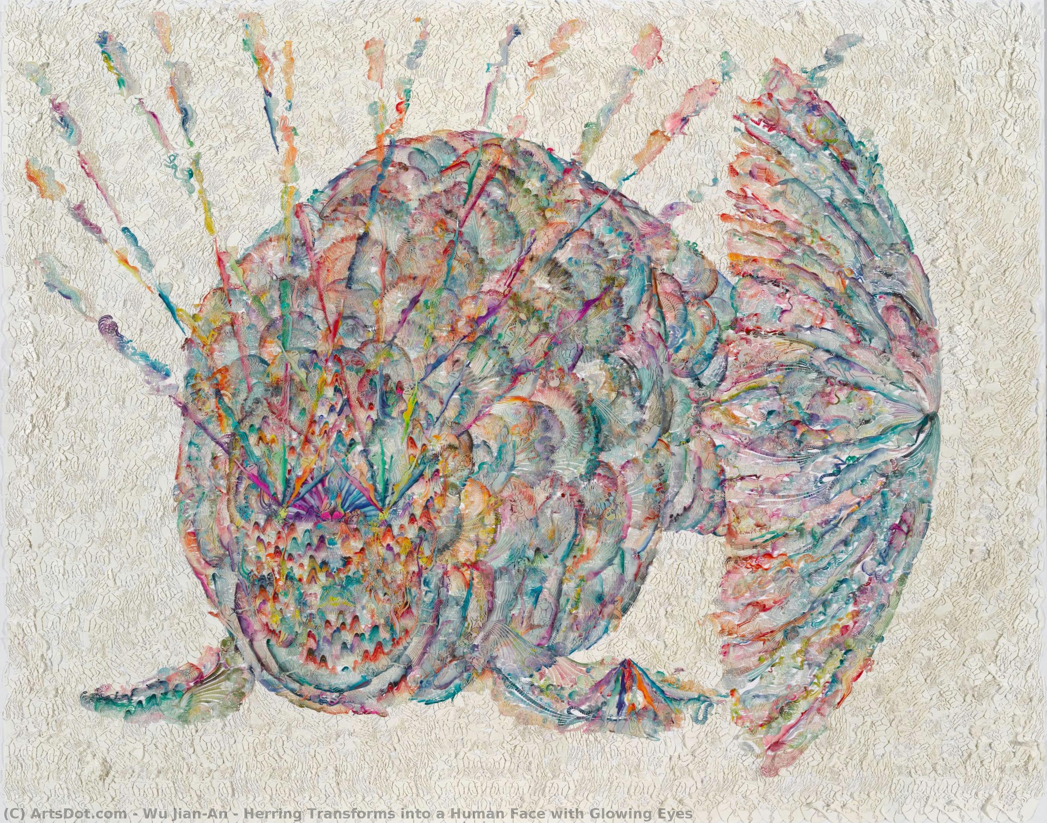 Herring Transforms Into A Human Face With Glowing Eyes — У Цзяньань