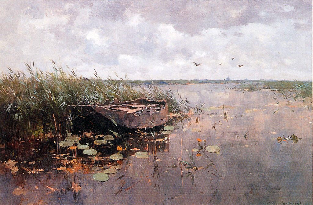 View Of A Puddle And A Boat — Cornelis Vreedenburgh