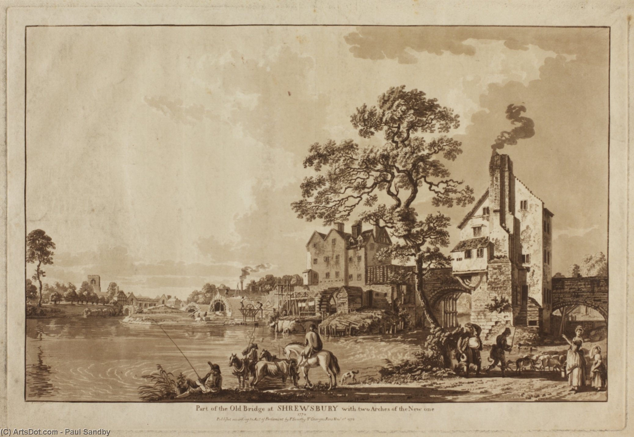 Part Of The Old Bridge At Shrewsbury With Two Arches Of The New One — Paul Sandby