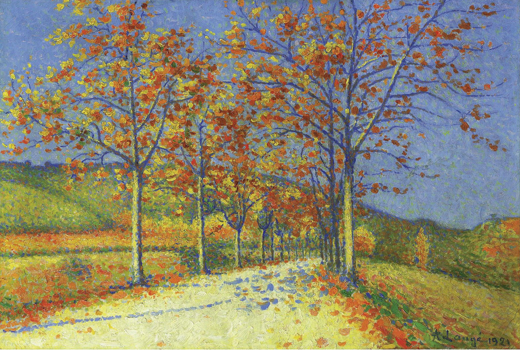 The Road With Almond Trees In Autumn, (1921) — Achille Laugé