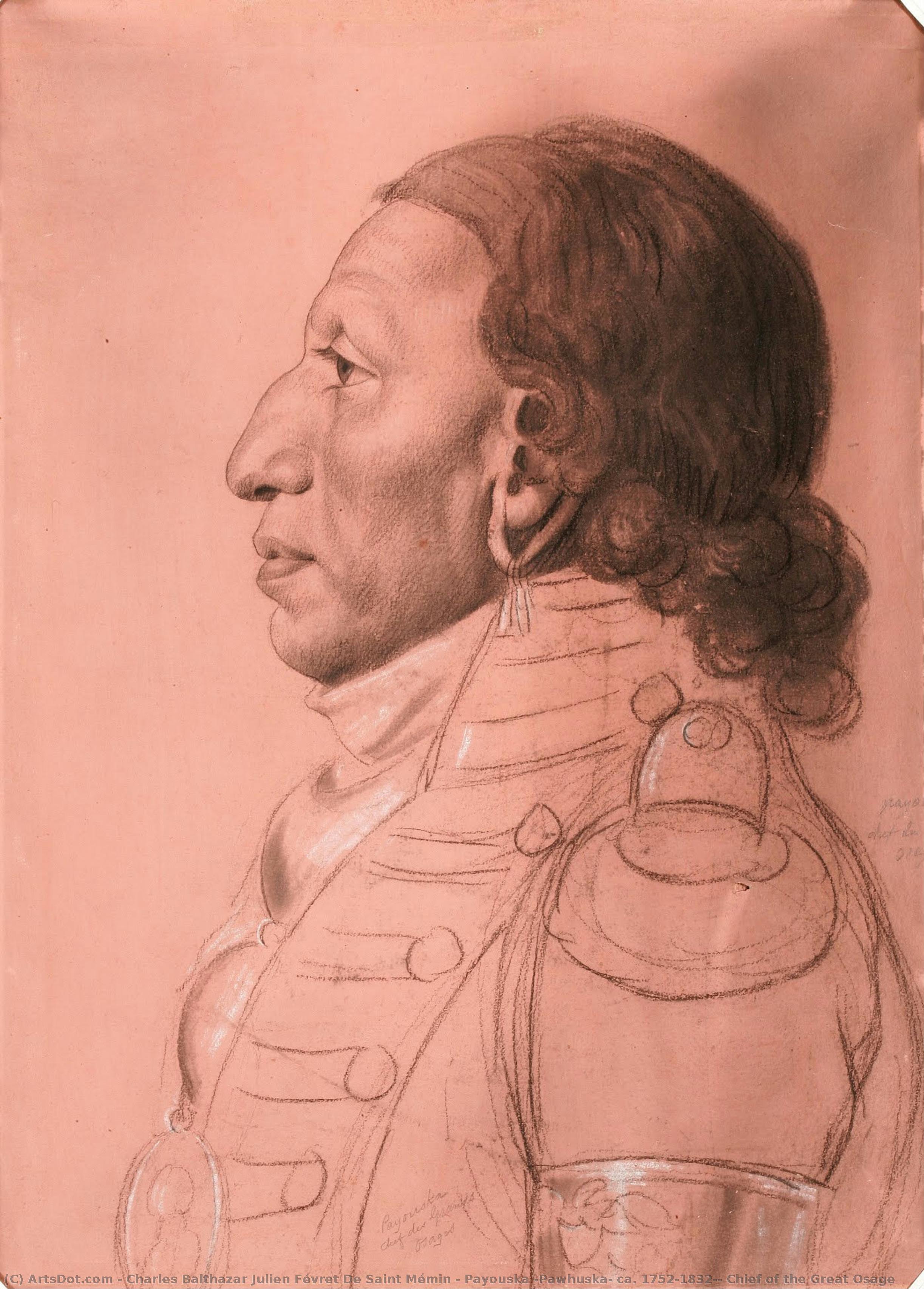 Payouska (pawhuska, Ca. 1752–1832), Chief Of The Great Osage — Charles Balthazar Julien Févret De Saint Mémin