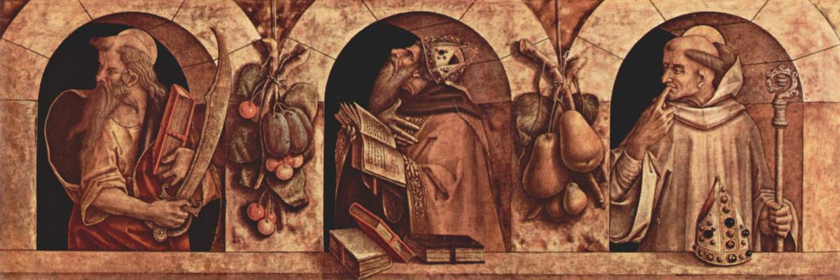 Saint Paul, Saint John Chrysostom And Saint Basil — Carlo Crivelli