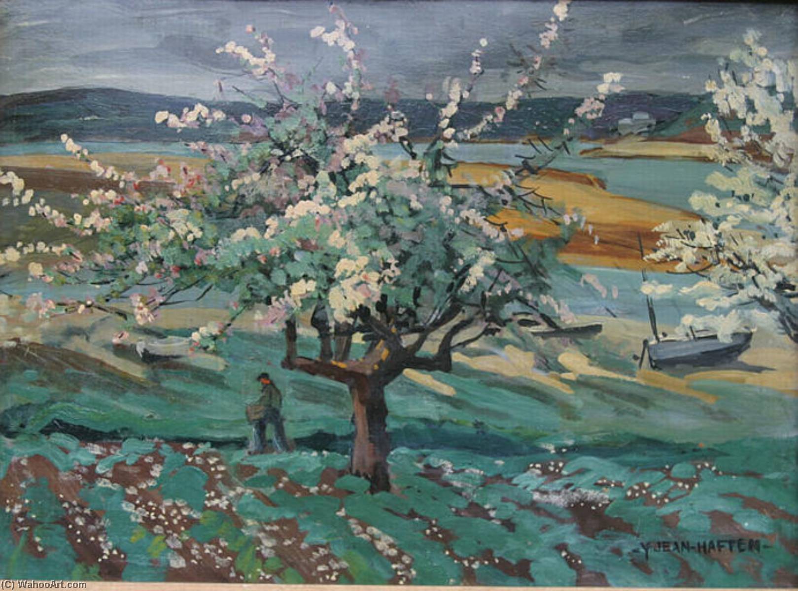 Pommiers En Fleur Au Bord De La Rance — Yvonne Jean Haffen