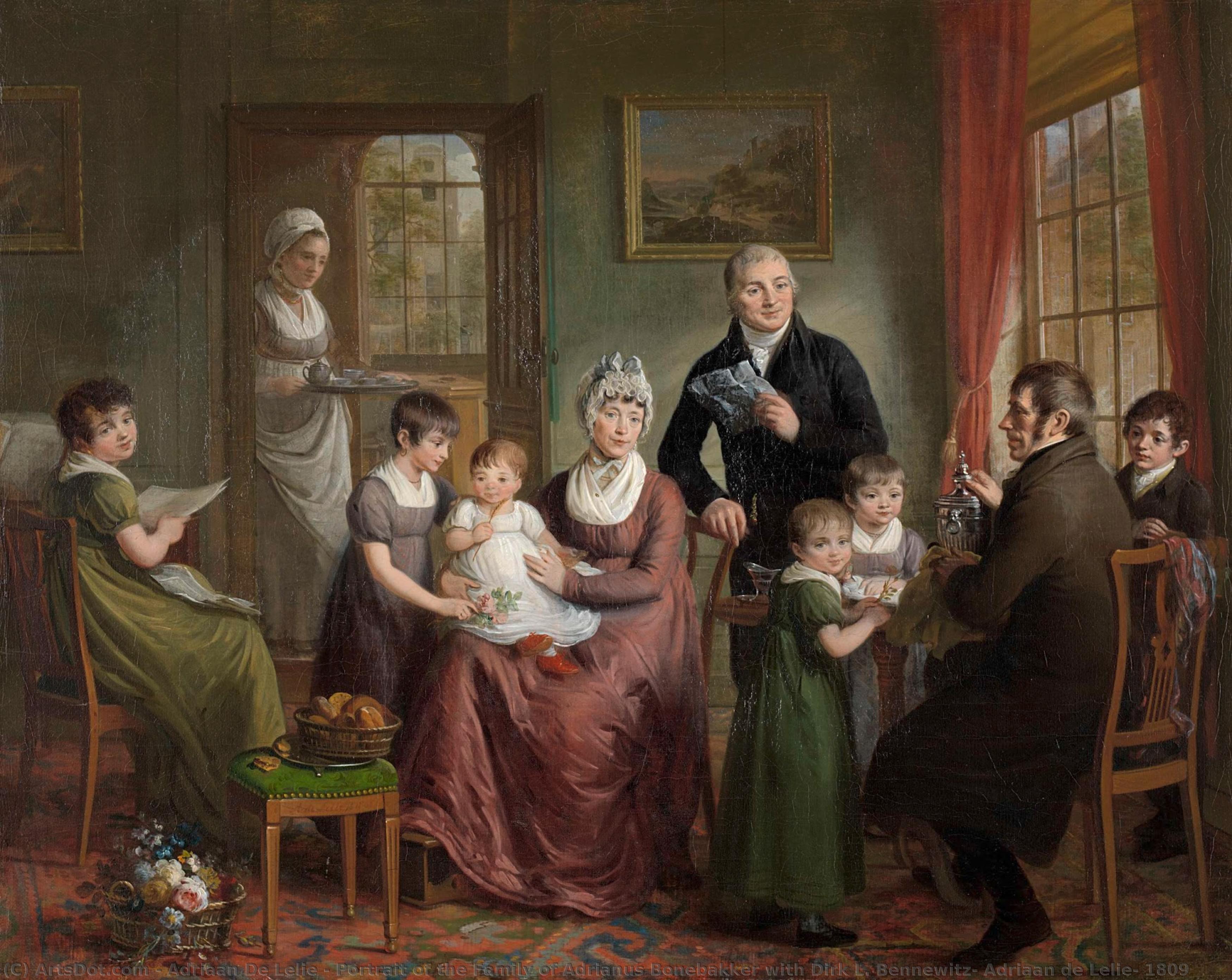Portrait Of The Family Of Adrianus Bonebakker With Dirk L. Bennewitz, Adriaan De Lelie, 1809 — Adriaan De Lelie