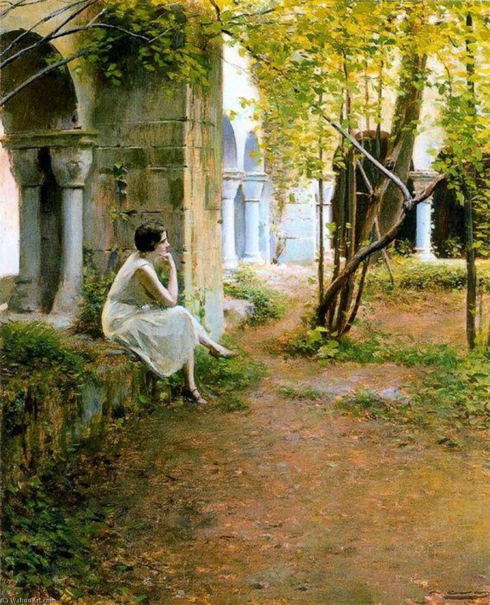 Julia En El Claustro Del Monasterio De Sant Benet — Ramon Casas I Carbó