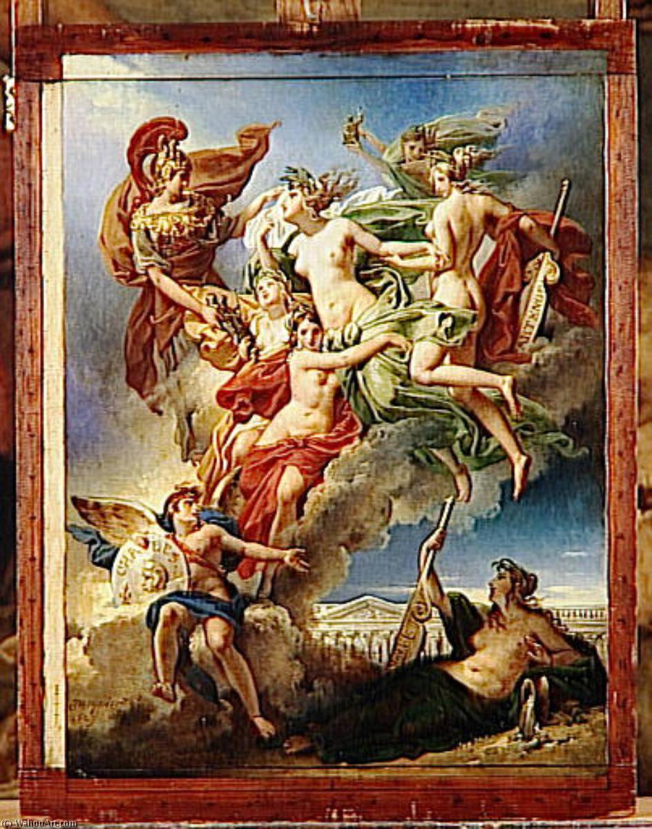 Les Nymphes De Parthenope, Emportant Loin De Leurs Rivages Les Penates, Images De Leurs Dieux, Sont Conduites Par La Deesse Des Beaux Arts Sur Les Bords De La Seine — Charles Meynier
