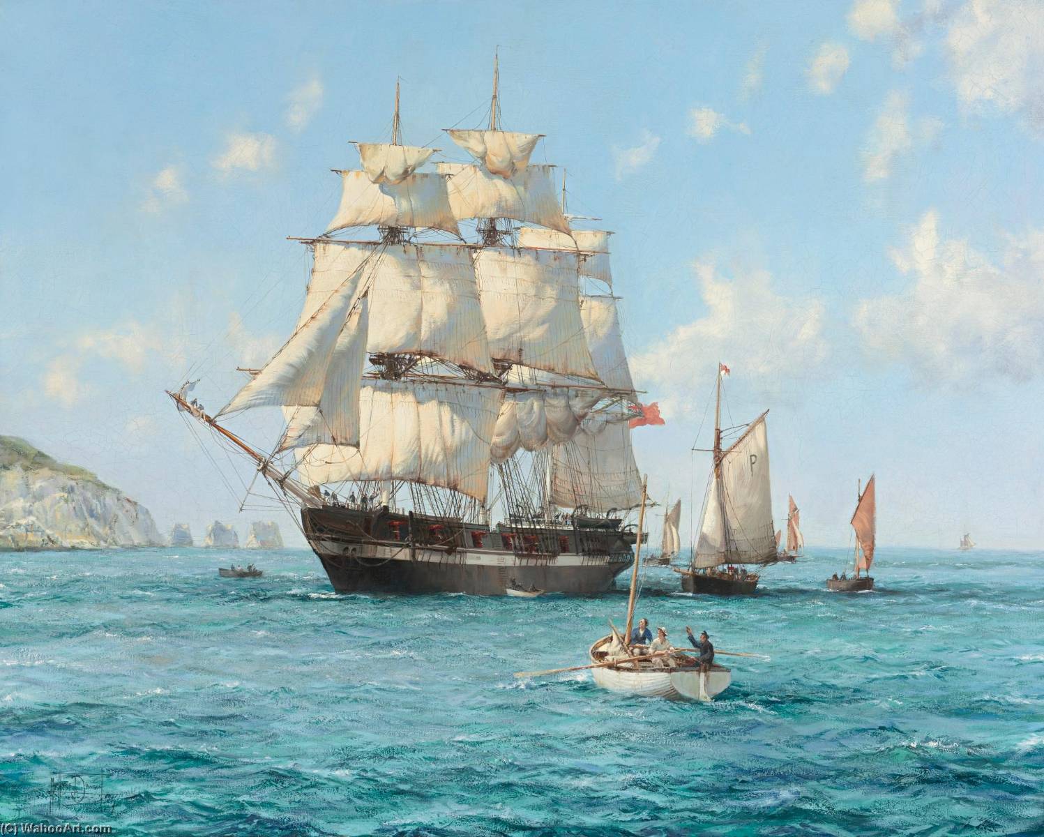 The Arrival, The Thetis — Montague Dawson