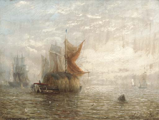 Hay Barges And Other Shipping On The Estuary — Adolphus Knell