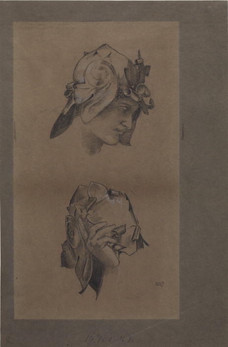 Study Of A Helmeted Head, And Of A Hand Holding A Helmet — Edward Coley Burne-jones