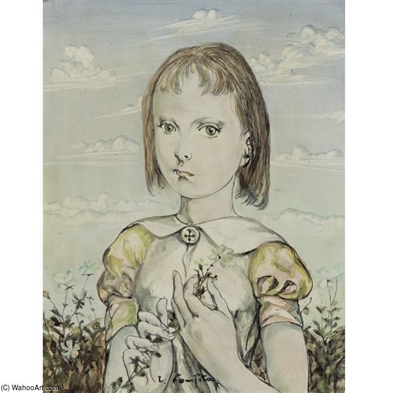 Portrait De Jeune Fille Aux Fleurs — Léonard Tsuguharu Foujita