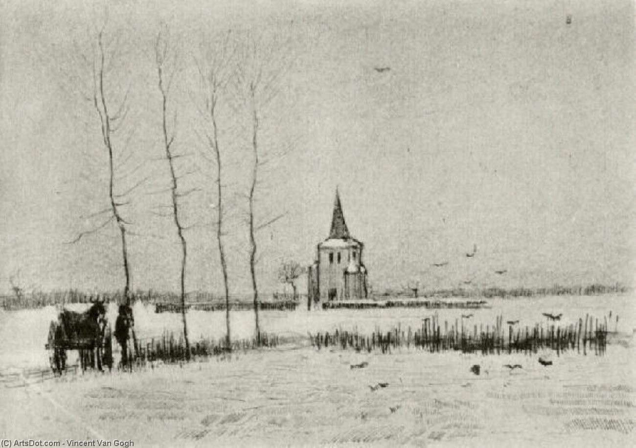 Schneelandschaft Mit Dem Alten Turm — Vincent Willem Van Gogh