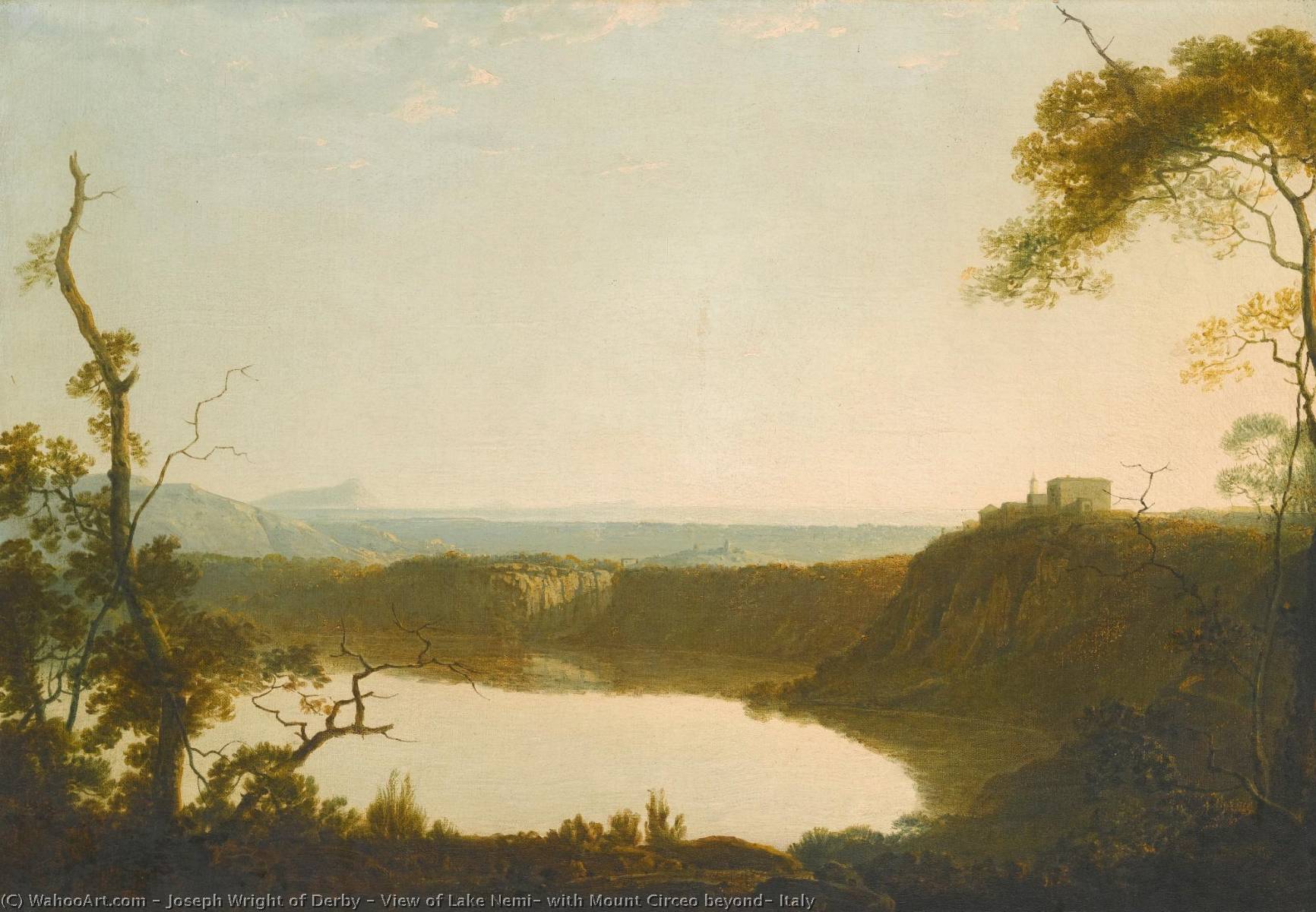 View Of Lake Nemi, With Mount Circeo Beyond, Italy — Joseph Wright Of Derby