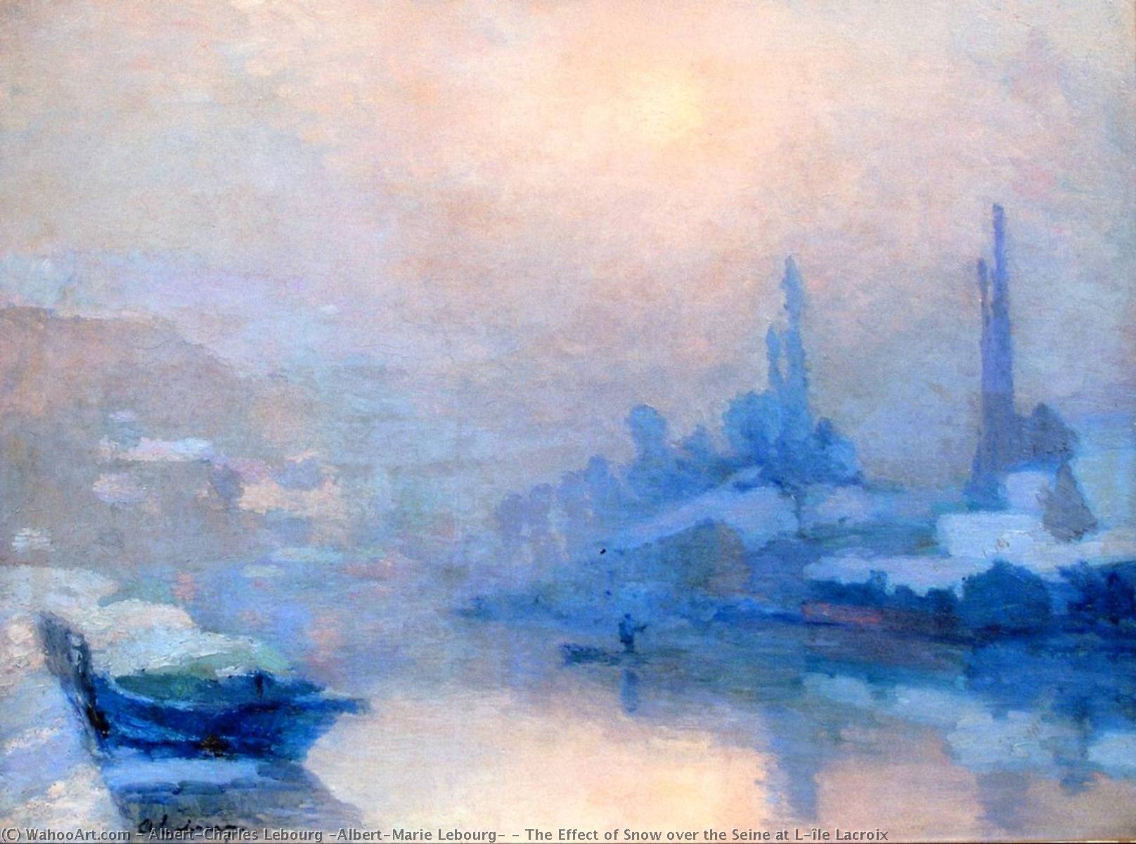 The Effect Of Snow Over The Seine At L'île Lacroix — Albert-charles Lebourg