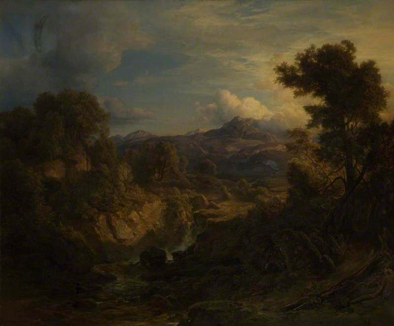 Landscape With Mountains And Waterfall — Christian Ernst Bernhard Morgenstern