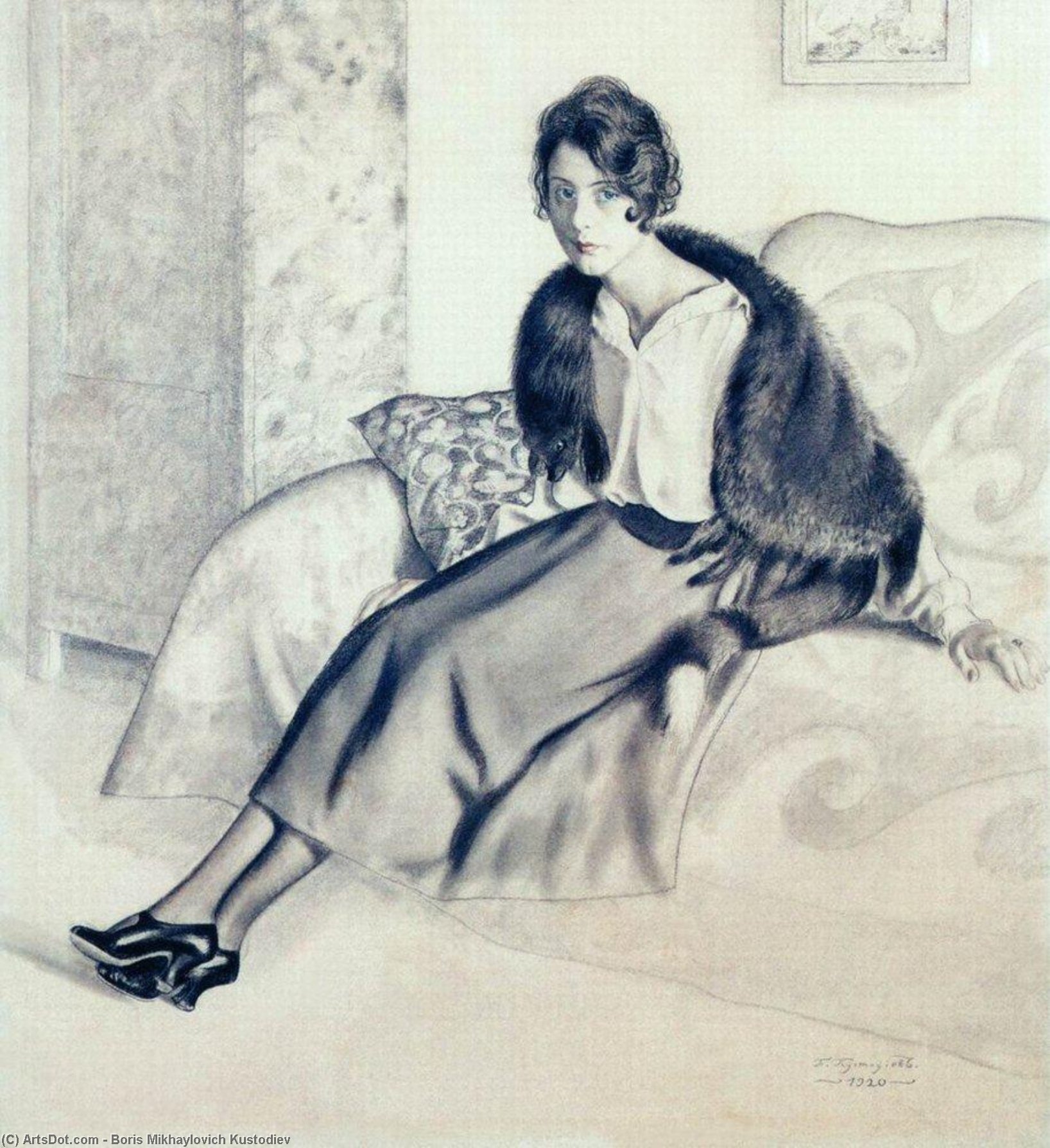 Portrait Of O.p. Myasoedova — Boris Mikhailovich Kustodiev