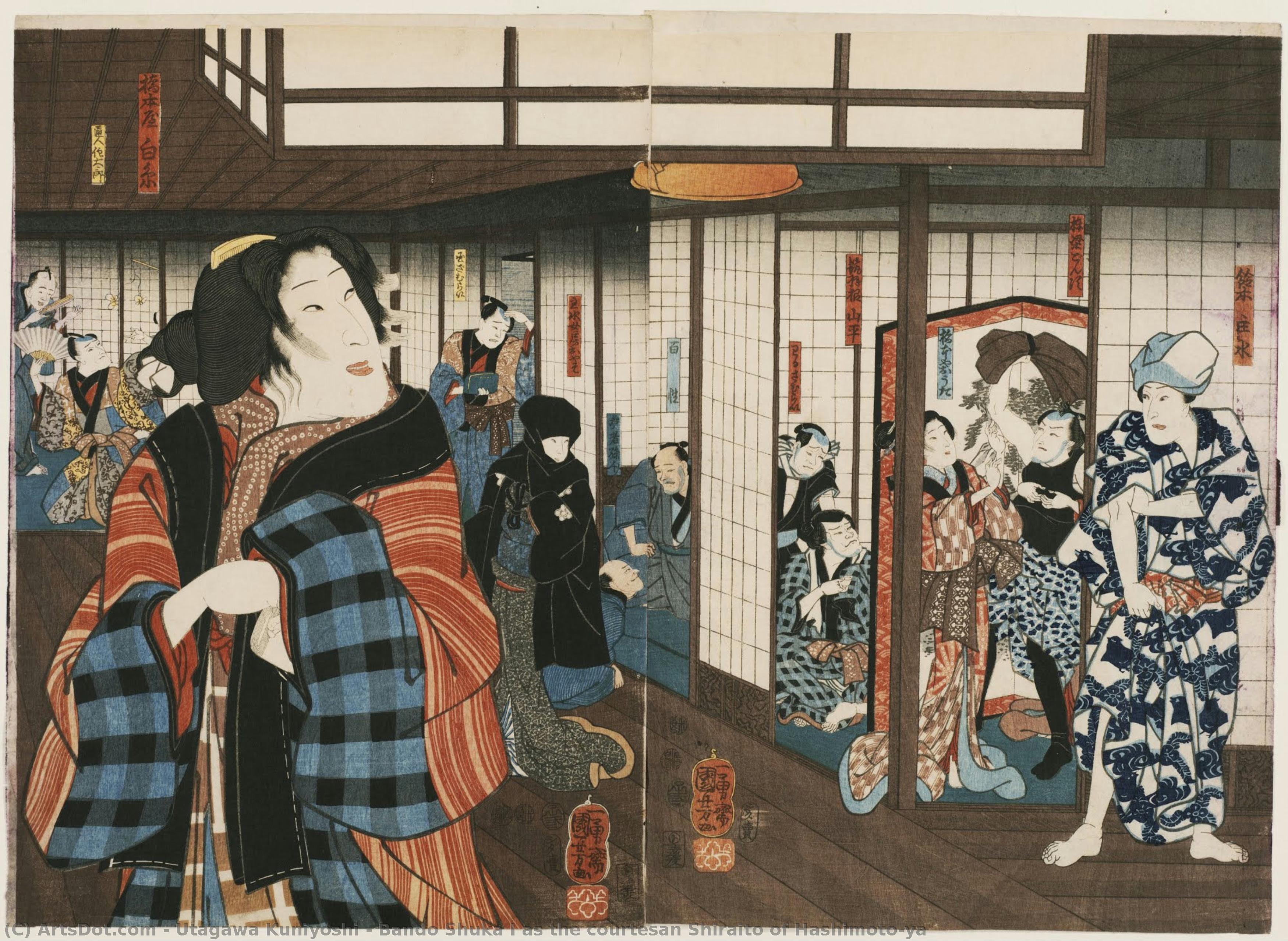 Bando Shuka I Como La Cortesana Shiraito De Hashimoto-ya — Utagawa Kuniyoshi