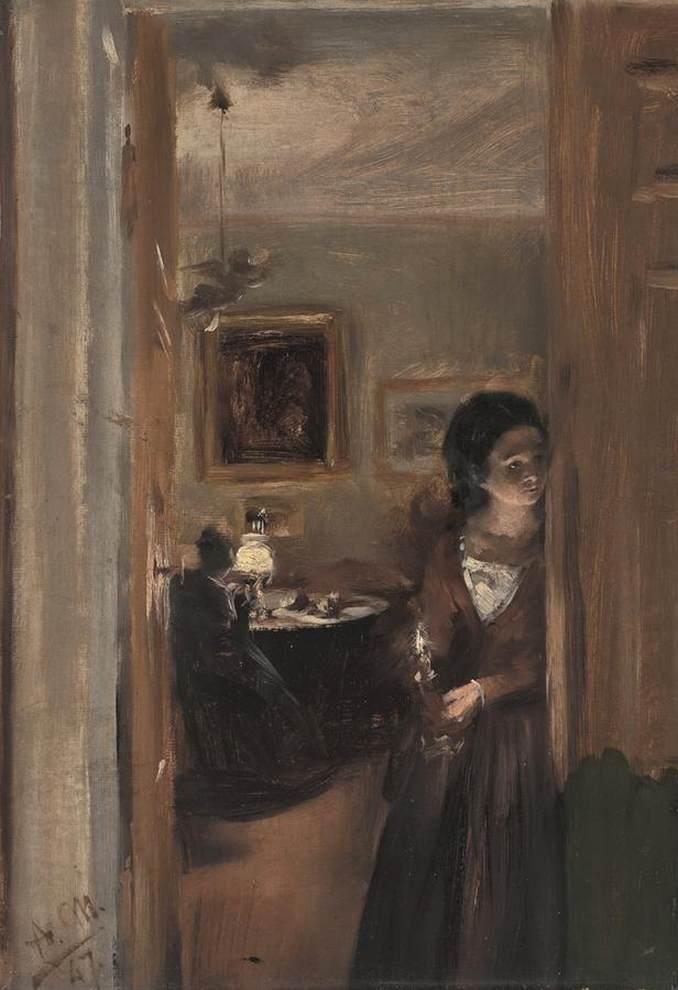 Living Room With The Artist's Sister — Адолф Фон Менцел