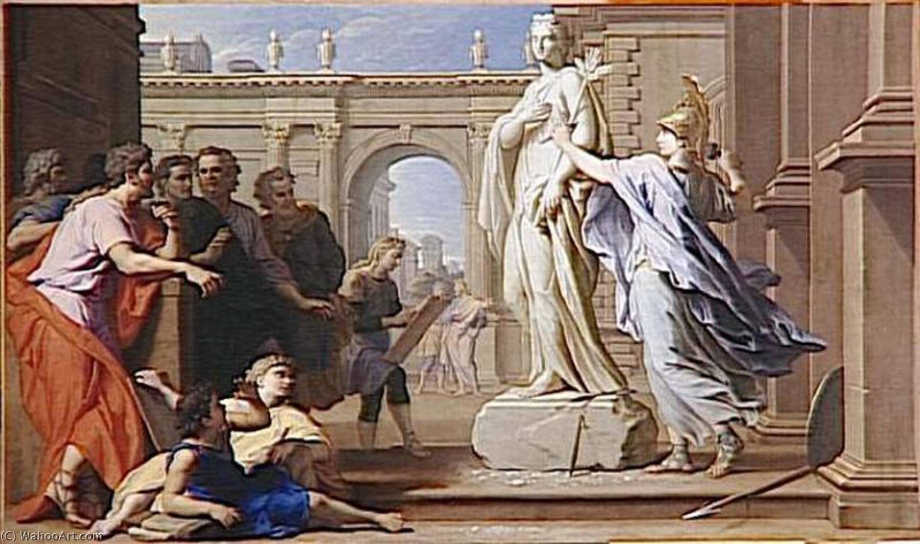 Minerve Enseignant La Sculpture Aux Rhodiens — René Antoine Houasse