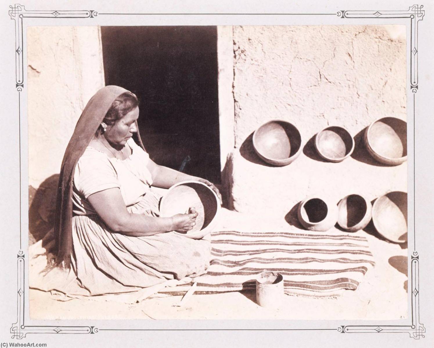 Woman Polishing Pottery — John K Hillers