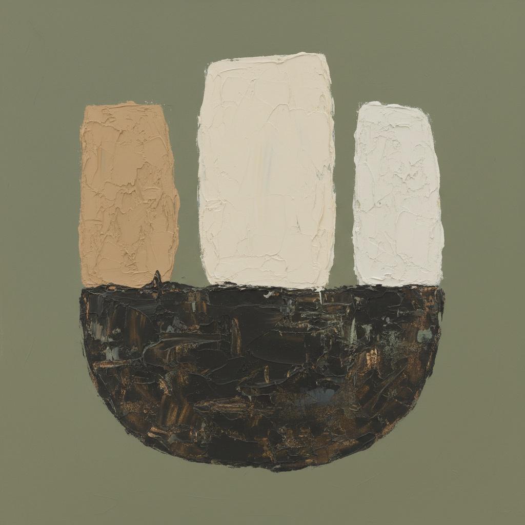 Sculptural Pillars Of Earth And Gold Anchored In A Timeless Sage Stillness — David Moreau