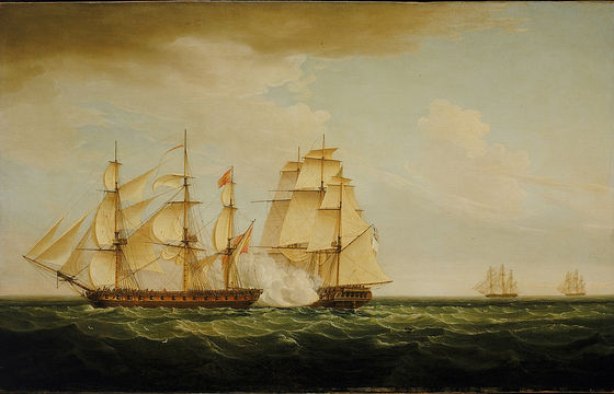 Hms Pearl And Santa Monica Azores — Thomas Whitcombe