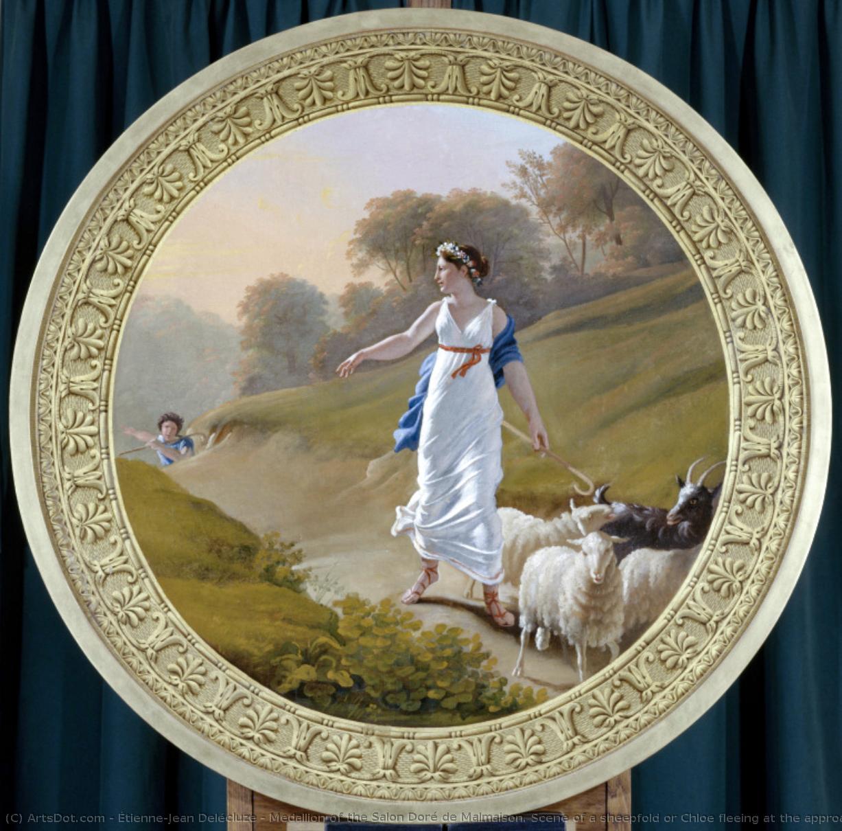 Medallion Of The Salon Doré De Malmaison. Scene Of A Sheepfold Or Chloe Fleeing At The Approach Of The Méthymniens — Étienne-jean Delécluze