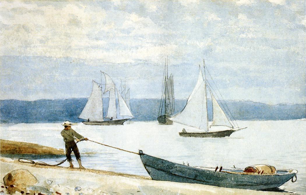 Pulling The Dory — Винслоу Хомер