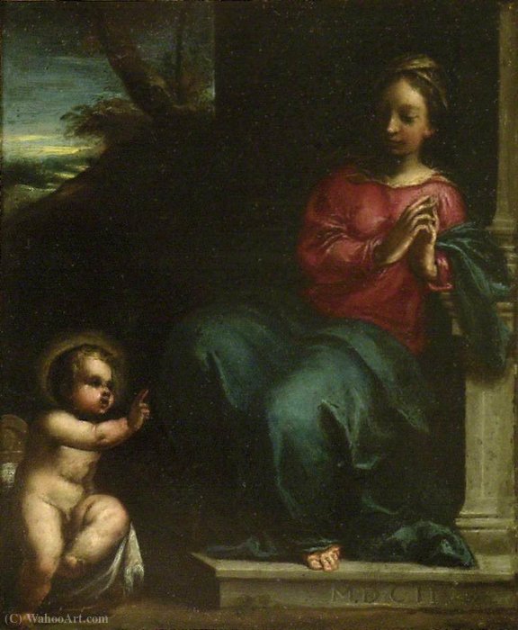 The Infant Christ Blessing The Virgin — Ippolito Scarsella (scarsellino)