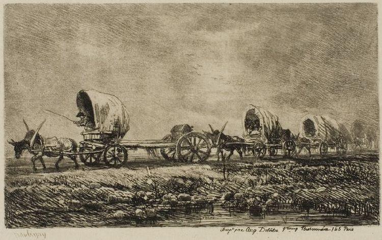Covered Wagons (souvenir Of The Morvan) — Charles-françois Daubigny