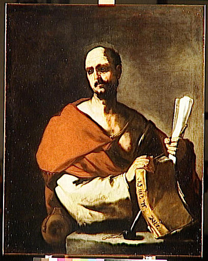 Filosofo Sustento Un Libro Y Una Hoja De Papel — Luca Giordano