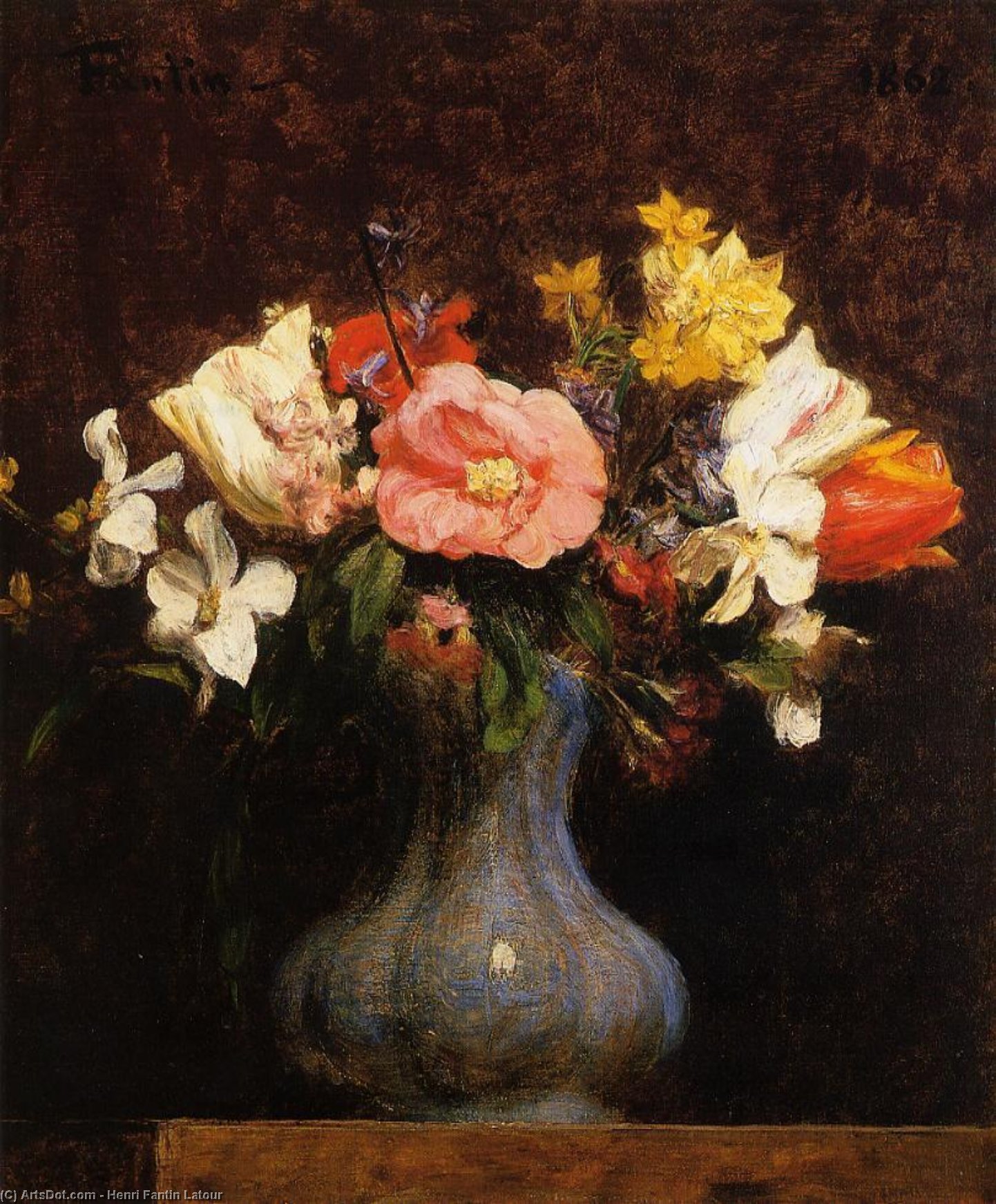 Flowers, Camelias And Tulips — Henri Fantin-latour