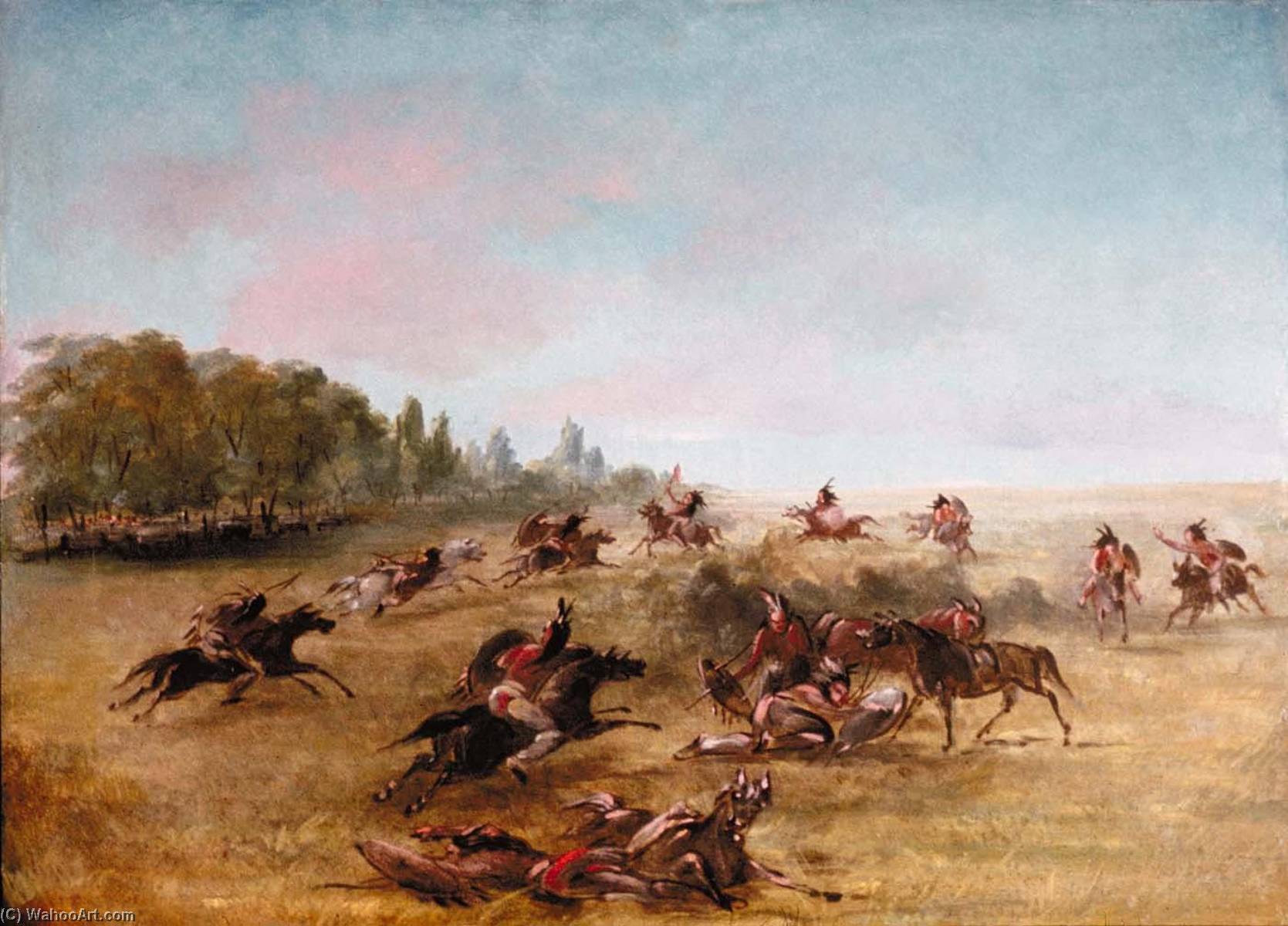 Mounted War Party Scouring A Thicket — George Catlin