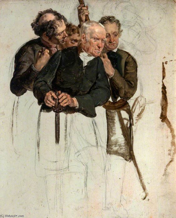 Four Standing Men (study For 'the Covenanters' Baptism') — George Harvey