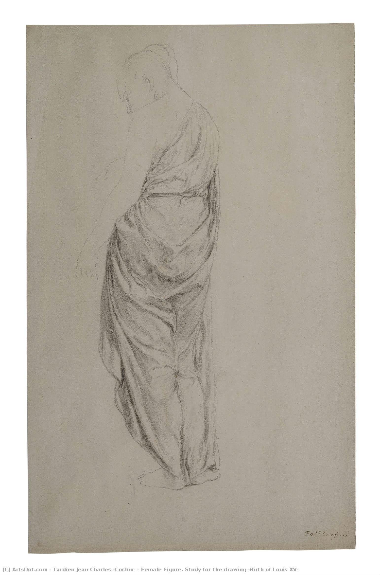 Female Figure. Study For The Drawing ‘birth Of Louis Xv’ — Tardieu Jean Charles (cochin)