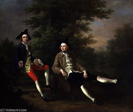 Portrait Of David Garrick (left) And William Windham Of Felbrigg (right) — Francis Hayman