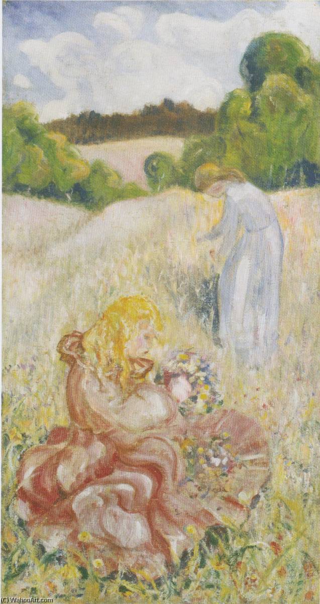 Children (the Artist's Daughter In A Meadow) — Aksel Waldemar Johannessen