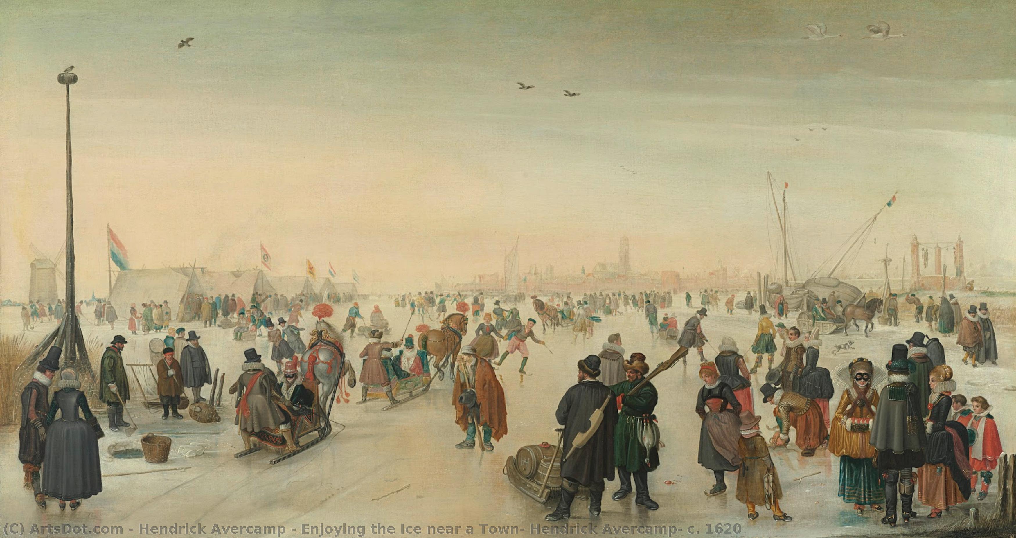 Enjoying The Ice Near A Town, Hendrick Avercamp, C. 1620 — Hendrick Avercamp