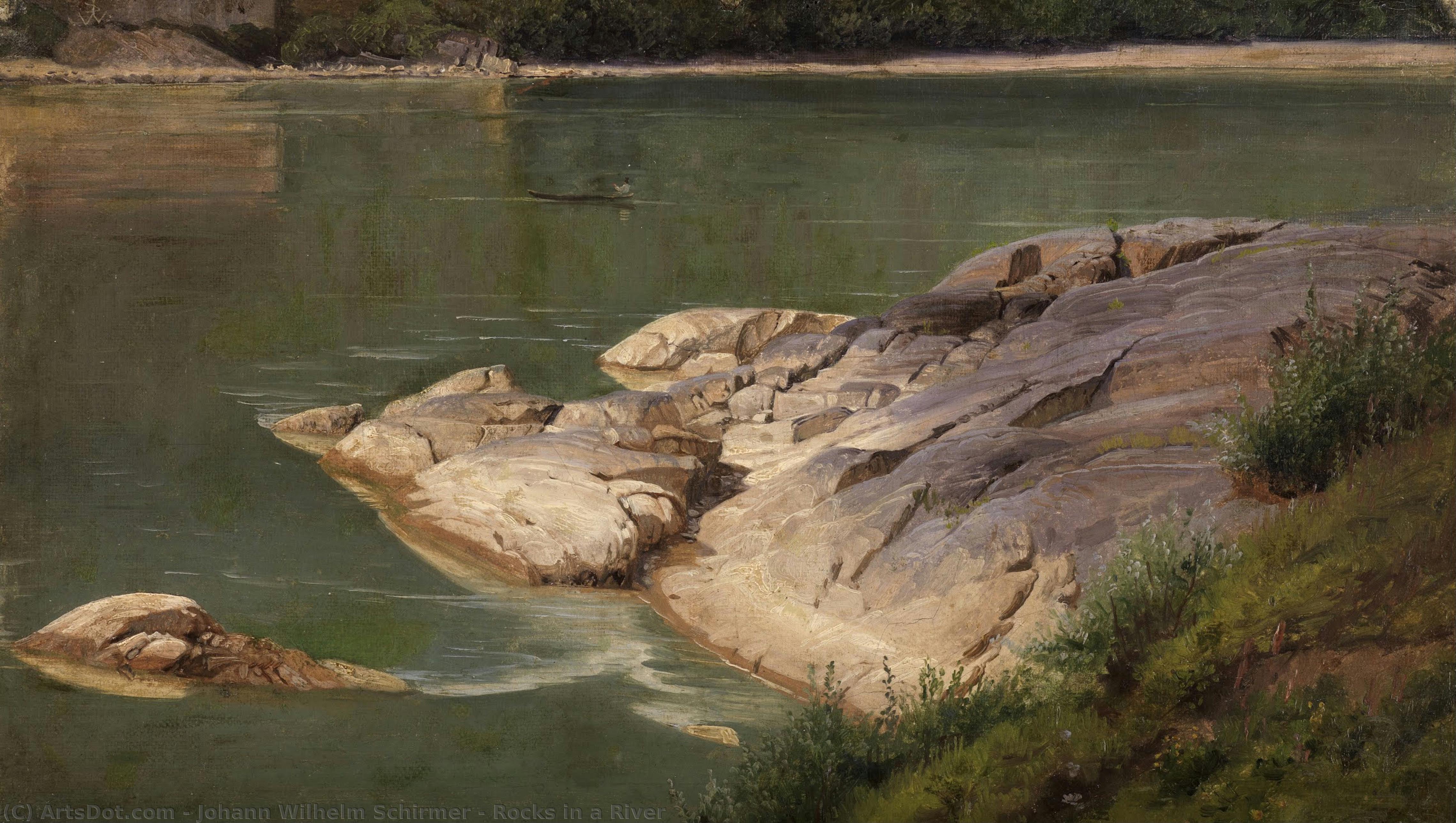 Rocks In A River — Johann Wilhelm Schirmer