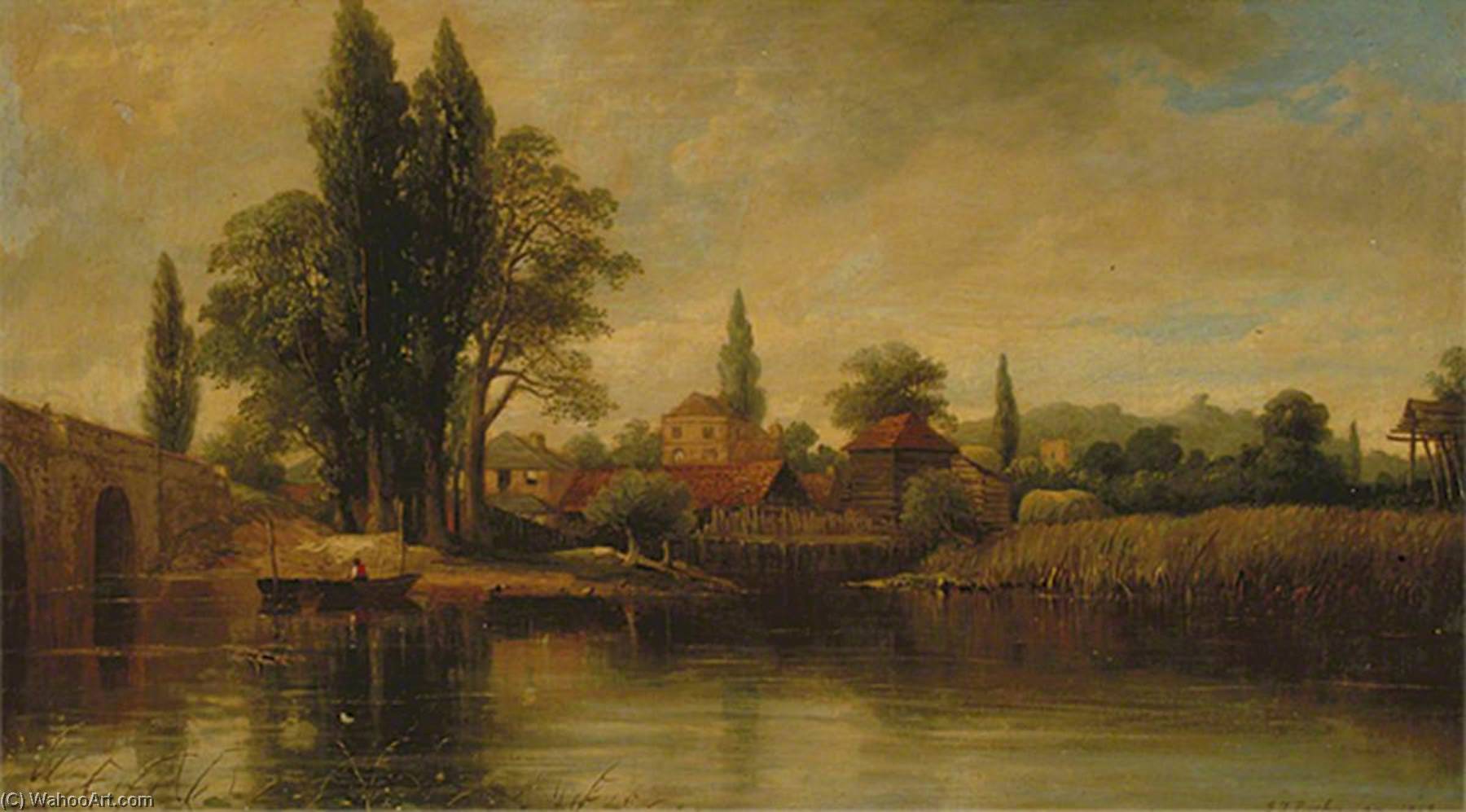 River Scene With A Boat — George Frederick Buchanan