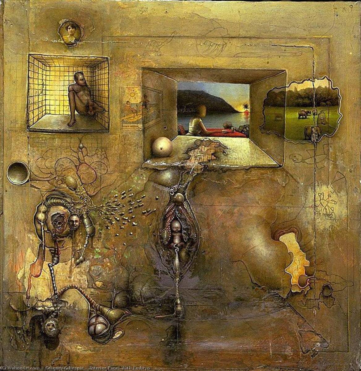 Interior Panel With Embryo — Gregory Gillespie