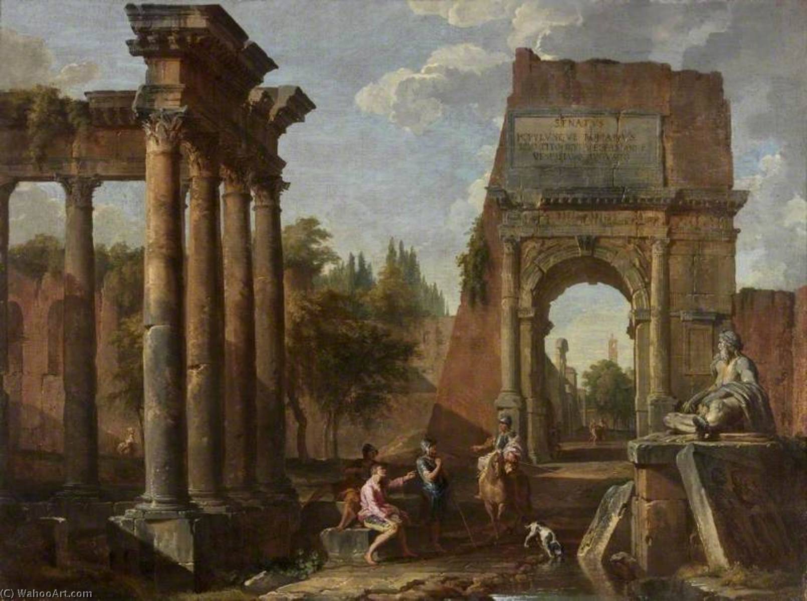 Architectural Capriccio, Arch Of Titus With Figures — Giovanni Paolo Panini