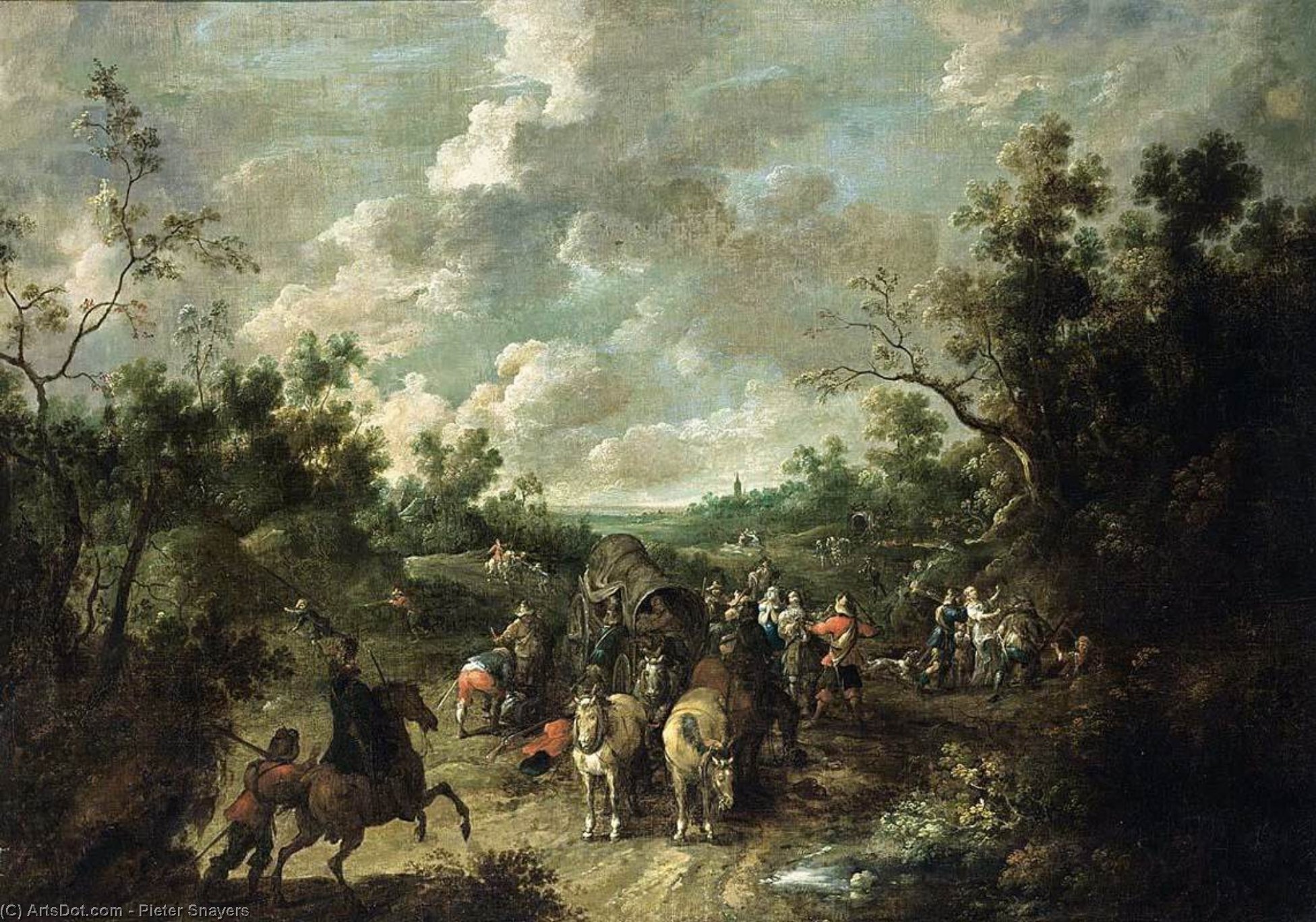 A Wooded Landscape With Travellers — Pieter Snayers