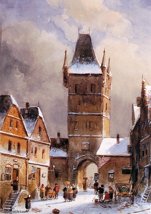 Holzturm In Mainz In Winter Sun — Charles Henri Joseph Leickert