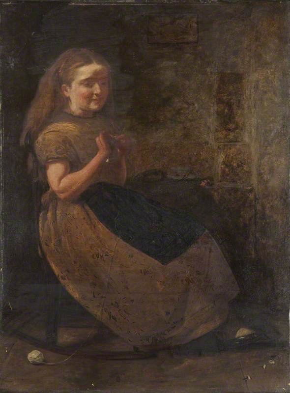A Girl Knitting — Thomas Wade