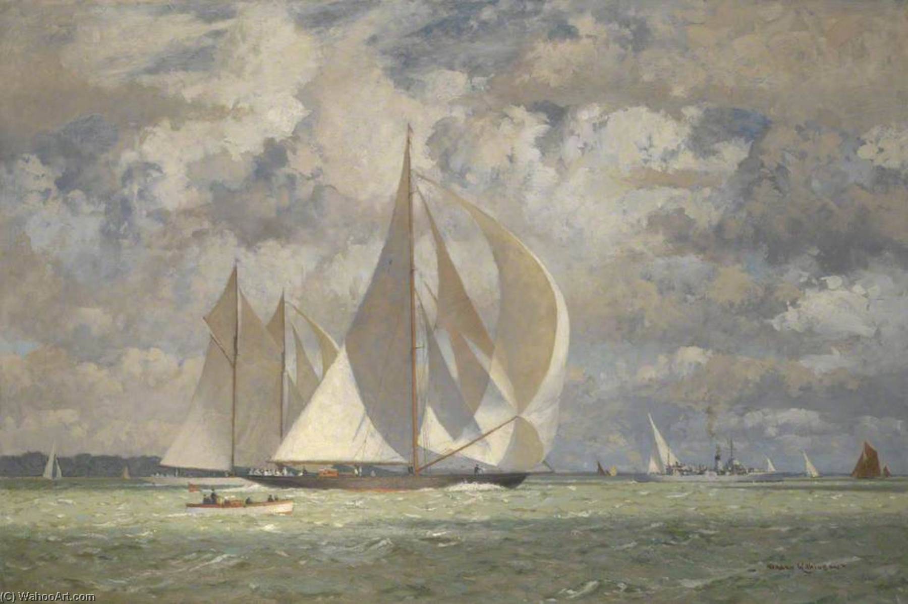 Hmy 'britannia' Racing The Yacht 'westward' In The Solent, 1935 — Norman Wilkinson