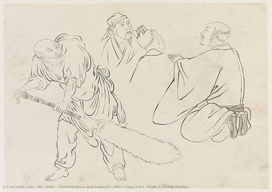 Bodhidharma And Luohans, After Liang Kai's "eight Eminent Monks" — Xie Zhiliu