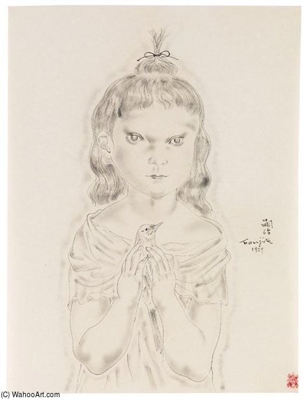 Petite Fille Avec L'oiseau — Léonard Tsuguharu Foujita